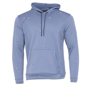 Men's Blue Hoodie with Embroidered Ski Accents